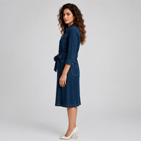 Robe plissée décontractée pour femme, longueur genou, avec ceinture boutonnée, coupe trapèze, taille haute, pour l'été – Excellence de la mode, expédition rapide