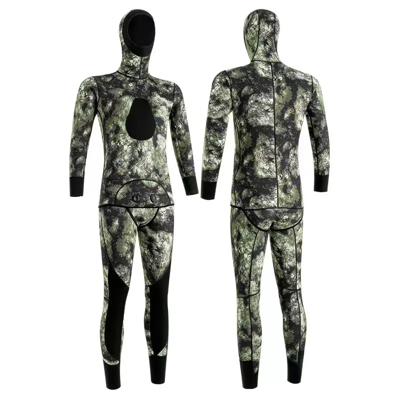 2022 Personalizado 1.5mm 2mm 3mm 4mm 5mm 2 peça Camuflagem Neoprene Caça Caça Submarina Wetsuit Mergulho para Homens