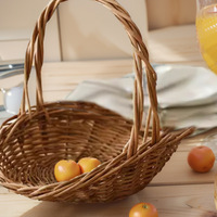 Panier à main en saule naturel Récipient tissé polyvalent pour l'organisation des fleurs dans les produits frais de la ferme et les achats quotidiens