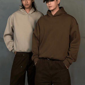 Sweat à capuche surdimensionné OEM pour garçons, pull sans cordon de serrage, poche latérale, tissu respirant, sweat à capuche lisse, 500 g/m², sweat à capuche lourd - Product Image 1