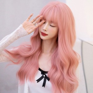 Wholesale 60cm Long Pink Body Wave <strong>Lolita</strong> <strong>Wig</strong> New Beautiful Fashion Synthetic Anime Halloween Party Cosplay <strong>Wig</strong> For Women - Product Image 4
