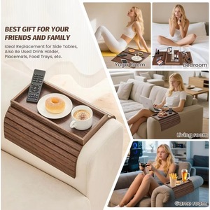 <b>Bamboo</b> and wood sofa armrest tray sofa cup storage rack foldable <b>bamboo</b> and wood sofa armrest tray <b>table</b> - Product Image 4
