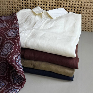 Camicie Casual da <span class=keywords><strong>Uomo</strong></span> Personalizzate 100% <span class=keywords><strong>Lino</strong></span>, Camicia Guayabera a Maniche Lunghe in Puro <span class=keywords><strong>Lino</strong></span>, <span class=keywords><strong>Abbigliamento</strong></span> di Lusso, Chemise Ufficiale da <span class=keywords><strong>Uomo</strong></span> - Product Image 2