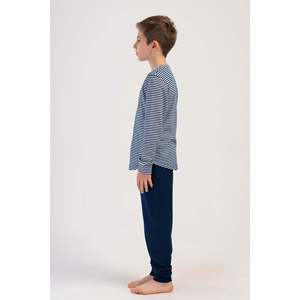 Ensemble de pyjama à manches longues pour garçons, col interlock, manches à revers, coton doux, imprimé dinosaure, pour les saisons été et hiver - Taille 7-8/13-14 - Product Image 3