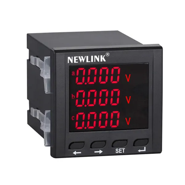 CE IEC electrical instrument Screen display Three rows of LED LCD A,B, C 3 phase voltmeter OEM ODM Customized digital meter wholesale
