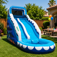 Toboggan aquatique gonflable géant Shark Wave en PVC pour enfants et adultes, idéal pour les événements et la location commerciale en extérieur