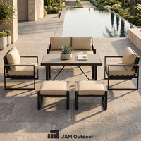 Tables et chaises de jardin, canapés de jardin, mobilier d'extérieur familial haut de gamme 4 places pour maison de vacances, vente en gros J&M Outdoor