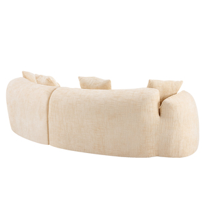 Sofá Seccional de Tres Plazas con Esquinas Curvas de Estilo Nórdico Minimalista, Tapicería Textil Ecológica y Agradable al Tacto - Product Image 5