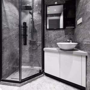 Ensemble de meubles de salle de bain de luxe avec vasque et miroir, meuble de salle de bain d'angle triangulaire - Product Image 6