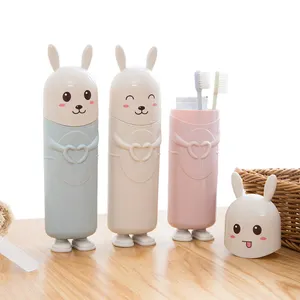 귀여운 토끼 만화 칫솔 보관 상자 휴대용 야외 여행 칫솔 보호 케이스 욕실 칫솔 주최자