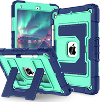 Étui robuste antichoc avec grand support en silicone et PC pour tablette iPad 9e, 8e, 7e génération 10,2 pouces (2021, 2020, 2019) – Idéal pour l'école
