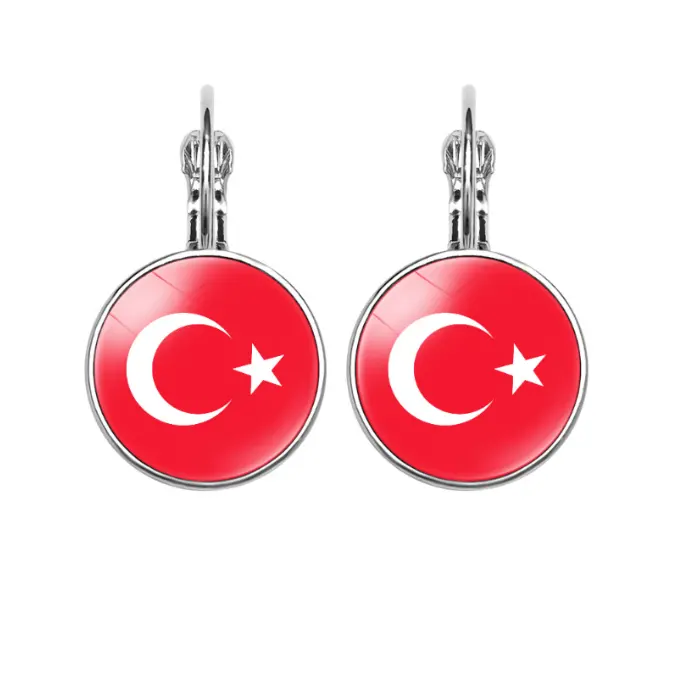 High Quality Turkey Flag Time Gemstone Earrings and Earrings Gift