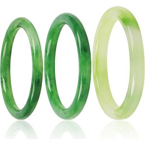Bozamba Natural Jade <b>Bangle</b> Bracelet <b>Set</b> 3 Pcs Chunky Style For Women Gift - Product Image 1
