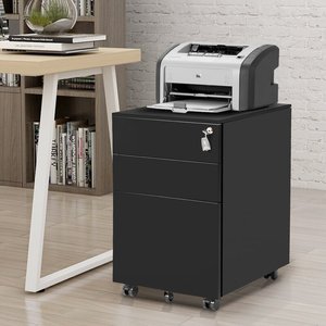 مكتب منزلي معدني متنقل-فولاذ 3 أدراج تحت قاعدة مكتب متنقل - Product Image 6