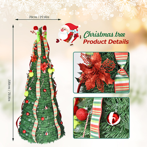 Árbol de Navidad Artificial <span class=keywords><strong>Decorado</strong></span> de 180 cm <span class=keywords><strong>con</strong></span> Adornos de Listón Preiluminado, Decoración Navideña para el Hogar - Product Image 3