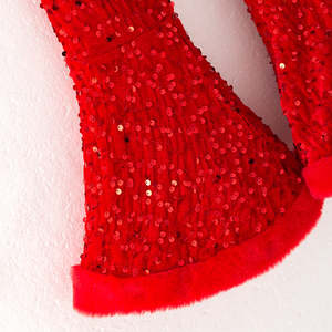 <span class=keywords><strong>Pantaloni</strong></span> a Zampa d'Elefante Rossi con <span class=keywords><strong>Paillettes</strong></span> Scintillanti per Bambine, Personalizzabili, con Orlo Peloso e Vita Elastica, Ideali per Spettacoli Natalizi - Product Image 4