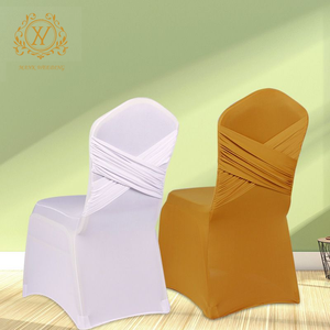 Housse de chaise de banquet blanche unie en polyuréthane et spandex extensible tout compris pour mariage et hôtel - Product Image 1