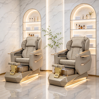 Équipement haut de gamme pour salon de manucure, chaise de pédicure électrique inclinable avec massage Human Touch et lumières.