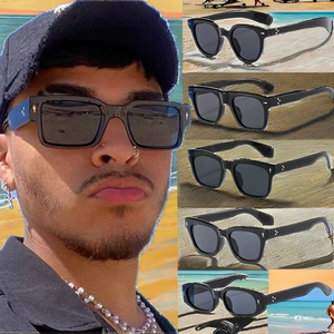 Gafas de Sol Retro 2025 con Logotipo Personalizado, Montura Rectangular Completa con Remaches, Protección UV400, Montura Pequeña para Hombre y Mujer - Product Image 2