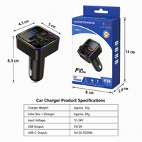 Pengisi Daya Ponsel Cepat 20W Pengisi Daya Mobil QC3.0 USB-A USB-C PD20W dengan Lampu Ambient RGB Tampilan Tegangan Digital 12-24V Logo Kustom OEM