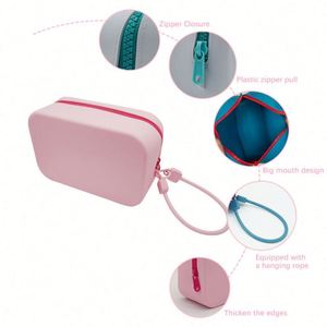 Bolso Bandolera Grande de Silicona para Mujer, Impermeable, Estuche de Maquillaje con Cremallera, Monedero Cosmético, Bolsa para Brochas, Estilo Moderno - Product Image 4