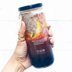 16oz chai thủy tinh tròn rõ ràng với nắp vặn cho nước ép lạnh hoặc trà BOBA-bằng <span class=keywords><strong>Paragon</strong></span> - Product Image 2
