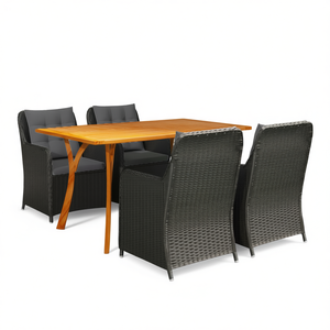 Set da Pranzo in Legno di Acacia Nero, Tavolo Rettangolare da Giardino e Sedie per 4 Persone, Arredamento da Esterno Stile Contemporaneo Resistente alle Intemperie - Product Image 1