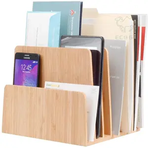 7 Slots Bamboo Desktop File Folder <b>Organizer</b> and Paper Tray - Product Image 2