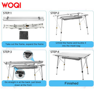 Table pliante d'extérieur Woqi 47x27 pouces en alliage d'aluminium, rectangulaire, pour pique-nique et camping, avec sac de rangement en filet - Product Image 4