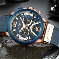 Jam Tangan Quartz Chronograph Pria Curren 8329 Pemasok Tali Kulit Tahan Air Bercahaya Kalender Grosir OEM ODM Jam Tangan Sport