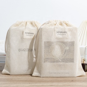 Nhỏ có thể tái chế bông lưới Túi với dây rút Bộ đồ ăn và gối bao bì túi lưới - Product Image 1
