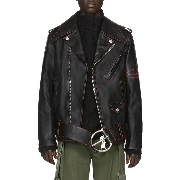 2021 Fashion design high quality custom green leather jacket men