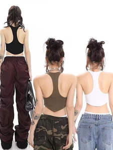 CNSHELL rifinito doppio strato flare forma inferiore curva Racer a forma di retro design classico Sport da palestra canotta da <span class=keywords><strong>donna</strong></span> - Product Image 3