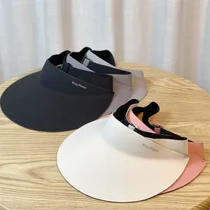 2023 new arrival summer large brim anti-UV flexible foldable solid color custom logo sun hat sunscreen hat sun visor hat