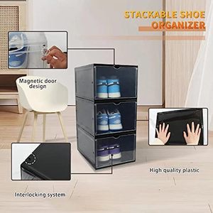 Boîte de rangement pour chaussures en acrylique transparente, pliable, à ouverture frontale, avec une capacité de 10 à 20 L - Product Image 4