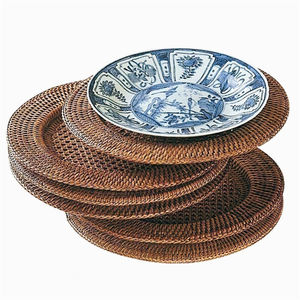 Assiettes de présentation en lin texturé 13 pouces pour mariage, <span class=keywords><strong>fête</strong></span> disco, rangement domestique, style rustique, vente en gros, beige, bambou, pour table à manger - Product Image 3