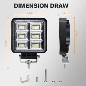 XOVY Projecteur de travail carré 3 pouces 48W 16 LED 6000K 4800LM 12V 24V pour voiture, SUV, camion, tout-terrain - Product Image 4