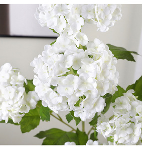 LO-923 Venta al por mayor de <span class=keywords><strong>flores</strong></span> <span class=keywords><strong>artificiales</strong></span> de hortensias de bolas de nieve impresas en 3D, ramo de 5 cabezas y 85 cm, para decoración del hogar y eventos, <span class=keywords><strong>flores</strong></span> <span class=keywords><strong>artificiales</strong></span>. - Product Image 4