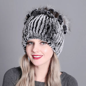 Women Winter Rabbit Fur <b>Beanies</b> <b>Hats</b> Fashion <b>Lady</b> Winter Warm Genuine Rabbit Fur Caps Casual - Product Image 6