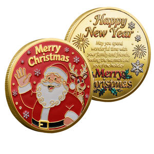 เหรียญที่ระลึกคริสต์มาสลายซานตาคลอส ดีไซน์ใหม่ ปี 2025 งานโลหะแกะสลัก ของที่ระลึกงานเทศกาล ชุบทอง - Product Image 1