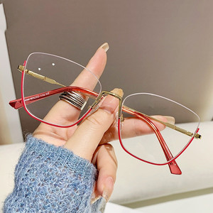 <span class=keywords><strong>Lunettes</strong></span> demi-monture ultra-légères <span class=keywords><strong>anti</strong></span>-lumière <span class=keywords><strong>bleue</strong></span> Montures optiques TR Metal <span class=keywords><strong>Lunettes</strong></span> pour femmes avec logo personnalisé Monture de <span class=keywords><strong>lunettes</strong></span> - Product Image 3