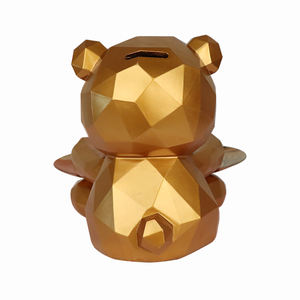 Creativo geometrico piccolo orso serbatoio di stoccaggio in metallo vassoio resina animale statua per la decorazione della casa e lo stoccaggio figura animale - Product Image 3