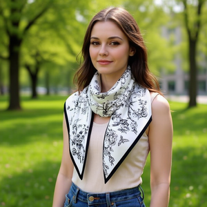 Bufanda triangular multifuncional de 135x60cm con estampado floral, accesorio de moda para mujer - Product Image 2