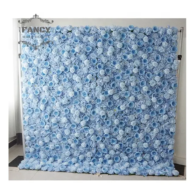 Fleur bleue panneau mural personnalisé 3D artificiel faux toile de fond florale fête de mariage Festival bébé douche célébrations décoration