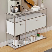 Meuble TV modulaire en acier inoxydable fait main sur mesure, design moderne, meuble de rangement pour salon avec paniers de rangement