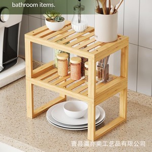 Estante de almacenamiento de madera de 2 niveles, organizador de escritorio para suministros de oficina y libros - Product Image 3