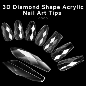 120 faux ongles en ABS en forme de diamant 3D, style français, demi-couverture, sans couture, pour extension de manucure en salon - Product Image 2