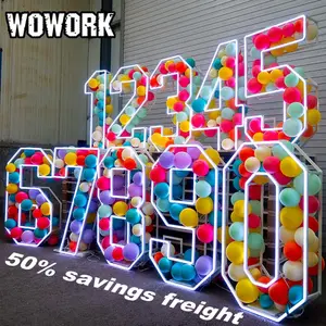 WOWORK 2024 LED neon marquee big 4ft 5ft 6ft letter light sign wedding decoration supplies birthday party events backdrops