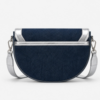 Damen-Umhängetasche aus PU-Leder, halbmondförmige Umhängetasche, kontrastfarbene Klappentasche, verstellbarer Riemen, lässige Alltagshandtasche