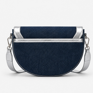 Women PU Leather Crossbody Bag Half Moon Shoulder Bag Contrast Color Flap Purse Adjustable Strap Casual Daily Handbag - Product Image 4